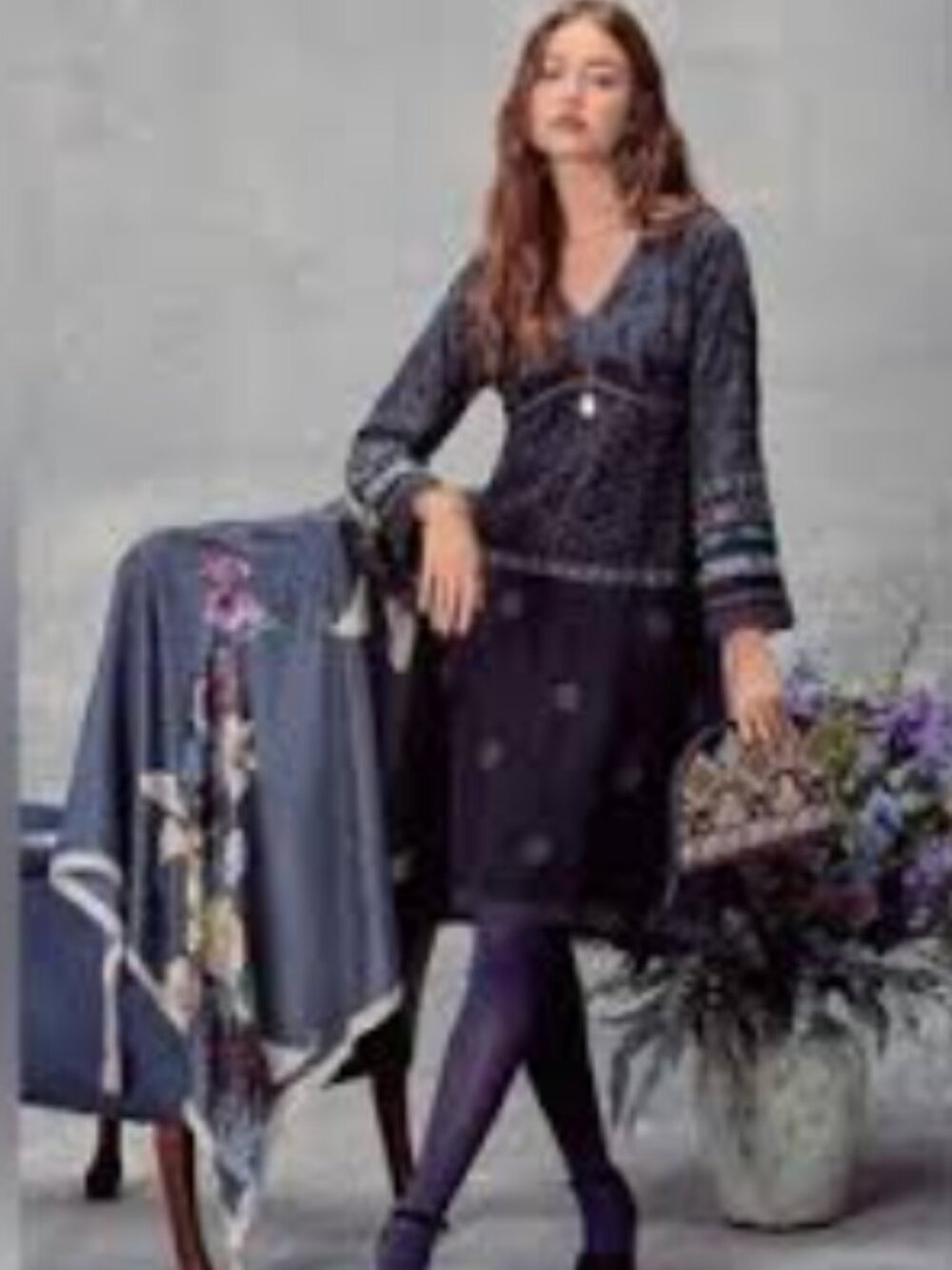 Johnny Was Black Embroidered Long Sleeve Maxi Dress Colorful Cuffs Size Small